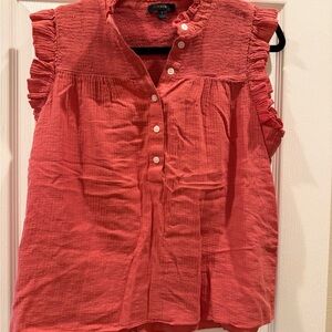 J. Crew Women's Coral Ruffle Sleeve Blouse